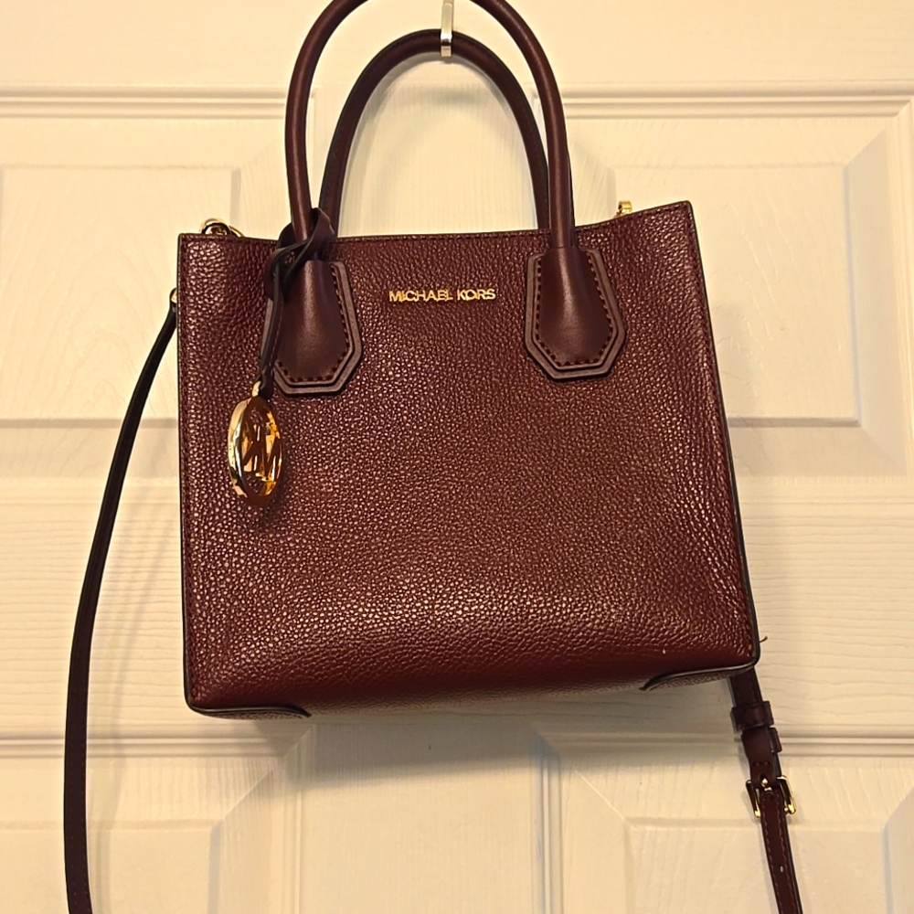 Michael Kors satchel with crossbody strap in oxblood